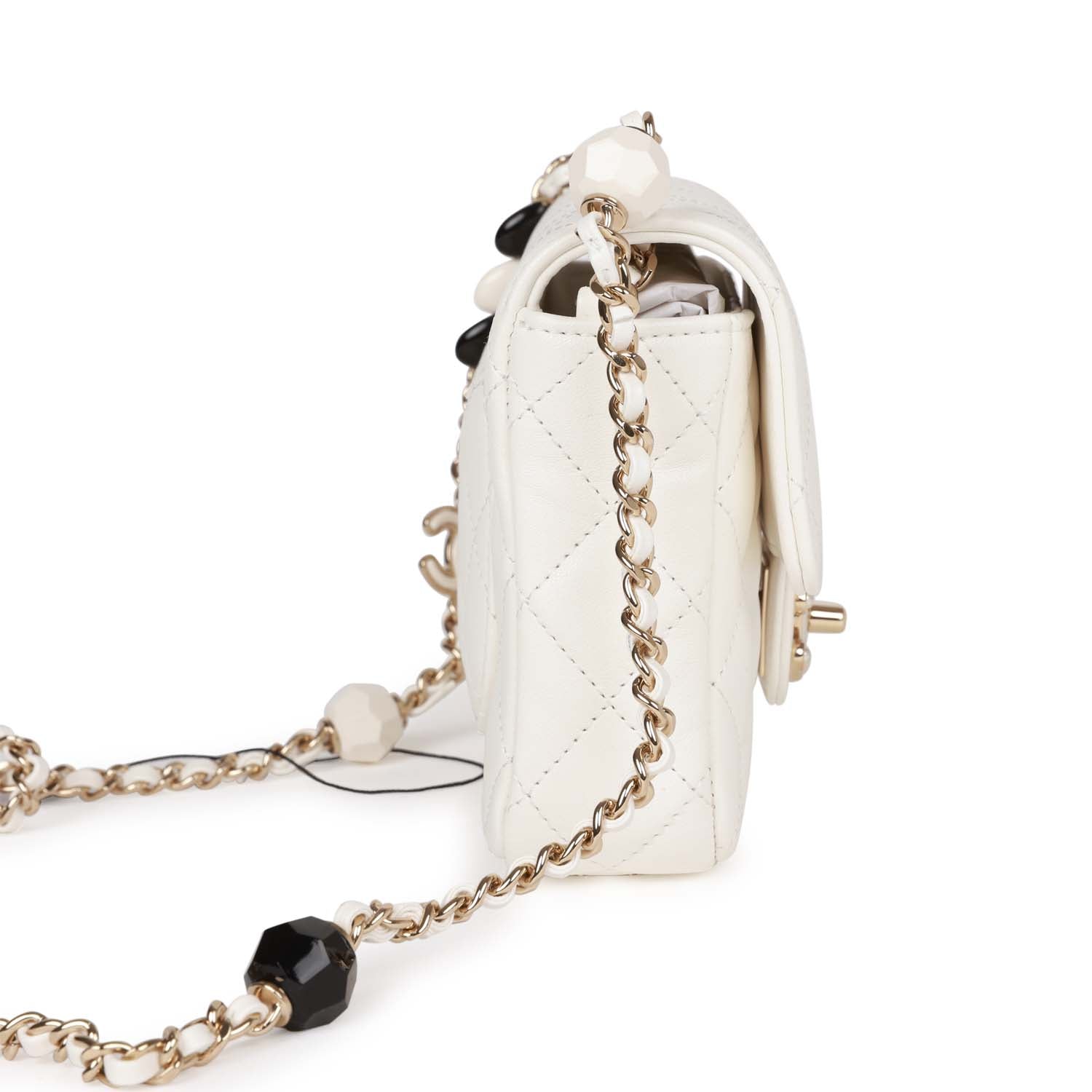 Sweet Mini Square Flap Bag White Lambskin Light Gold Hardware