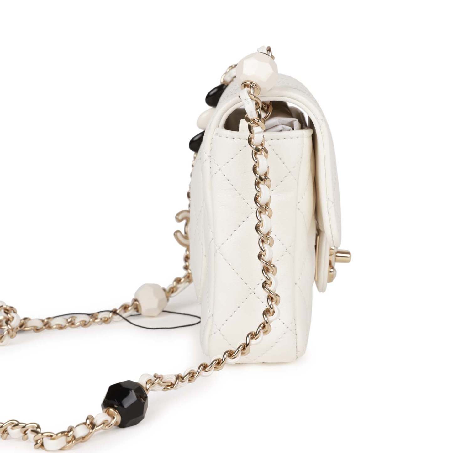 Sweet Mini Square Flap Bag White Lambskin Light Gold Hardware