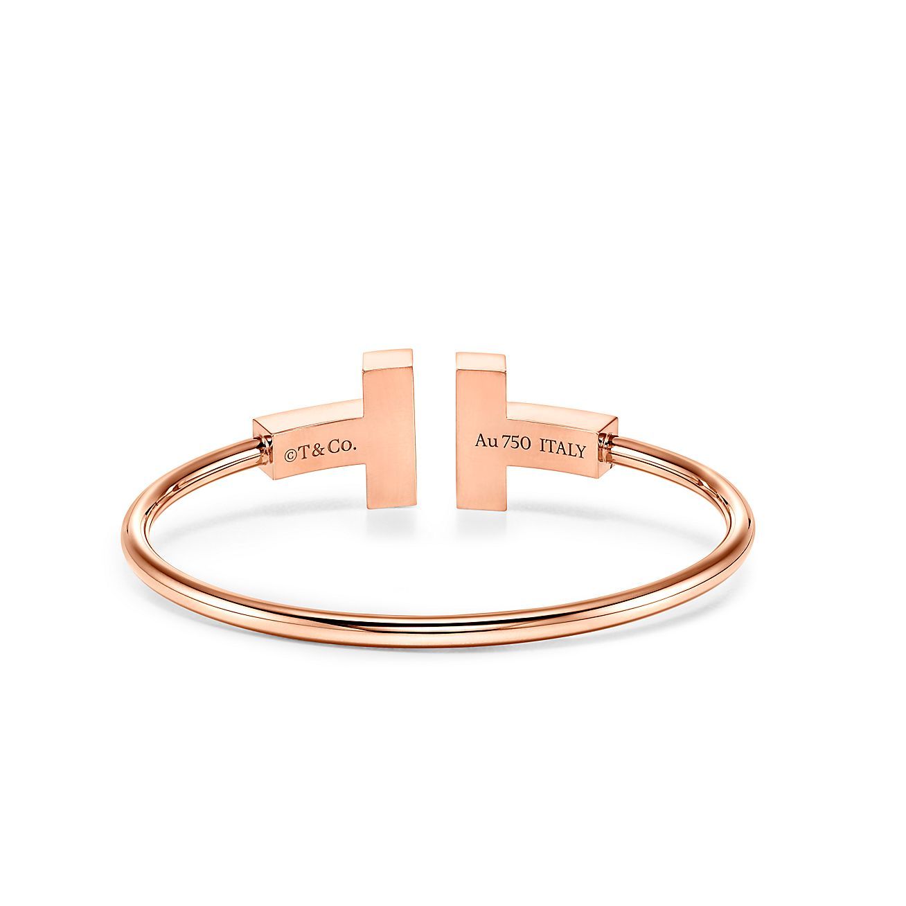 T Wide Black Onyx Wire Bracelet in 18k Rose Gold