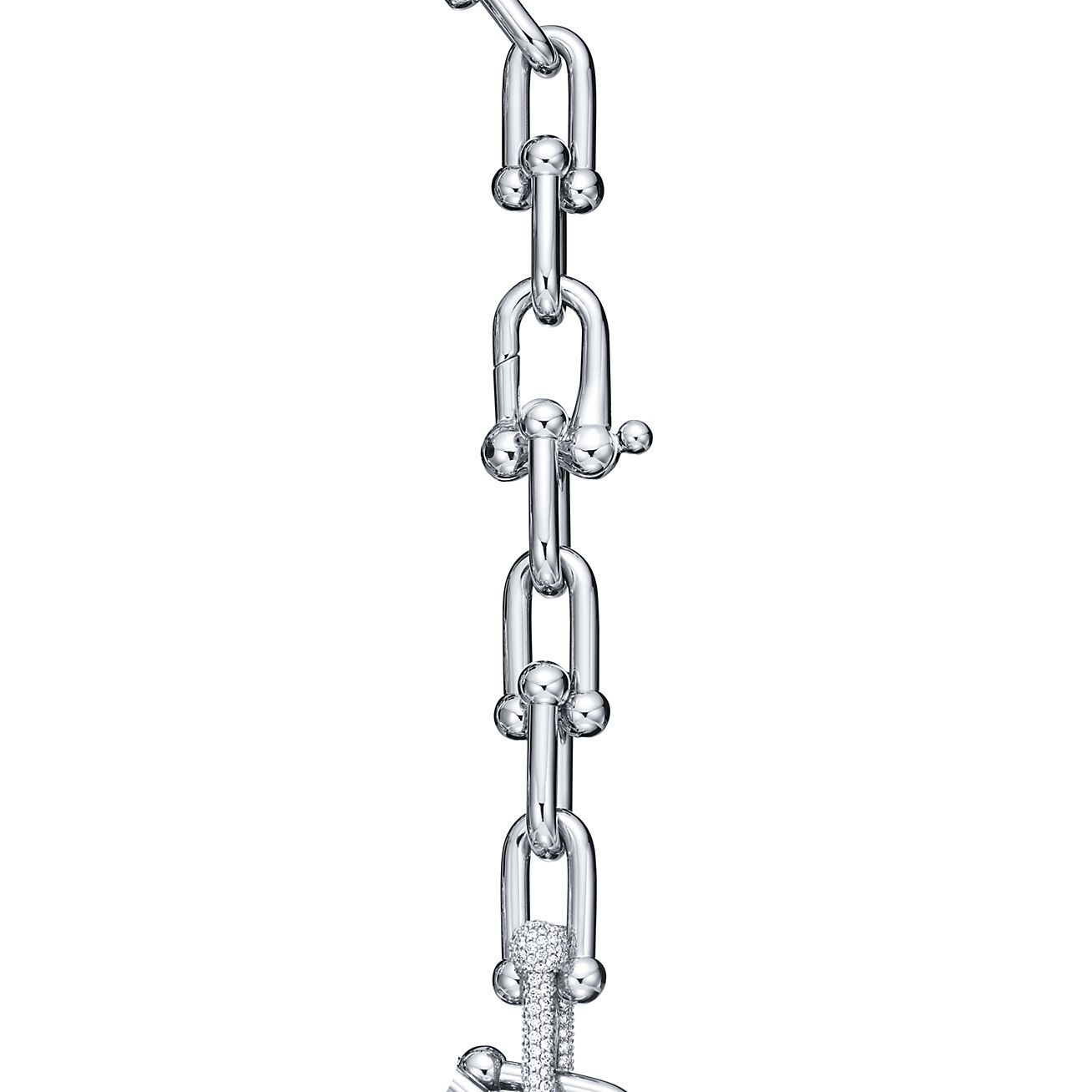 HardWear Large Link Bracelet in White Gold with Diamonds