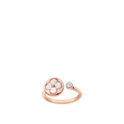 Color Blossom Mini Sun Ring, Pink Gold, White Mother-Of-Pearl And Diamond