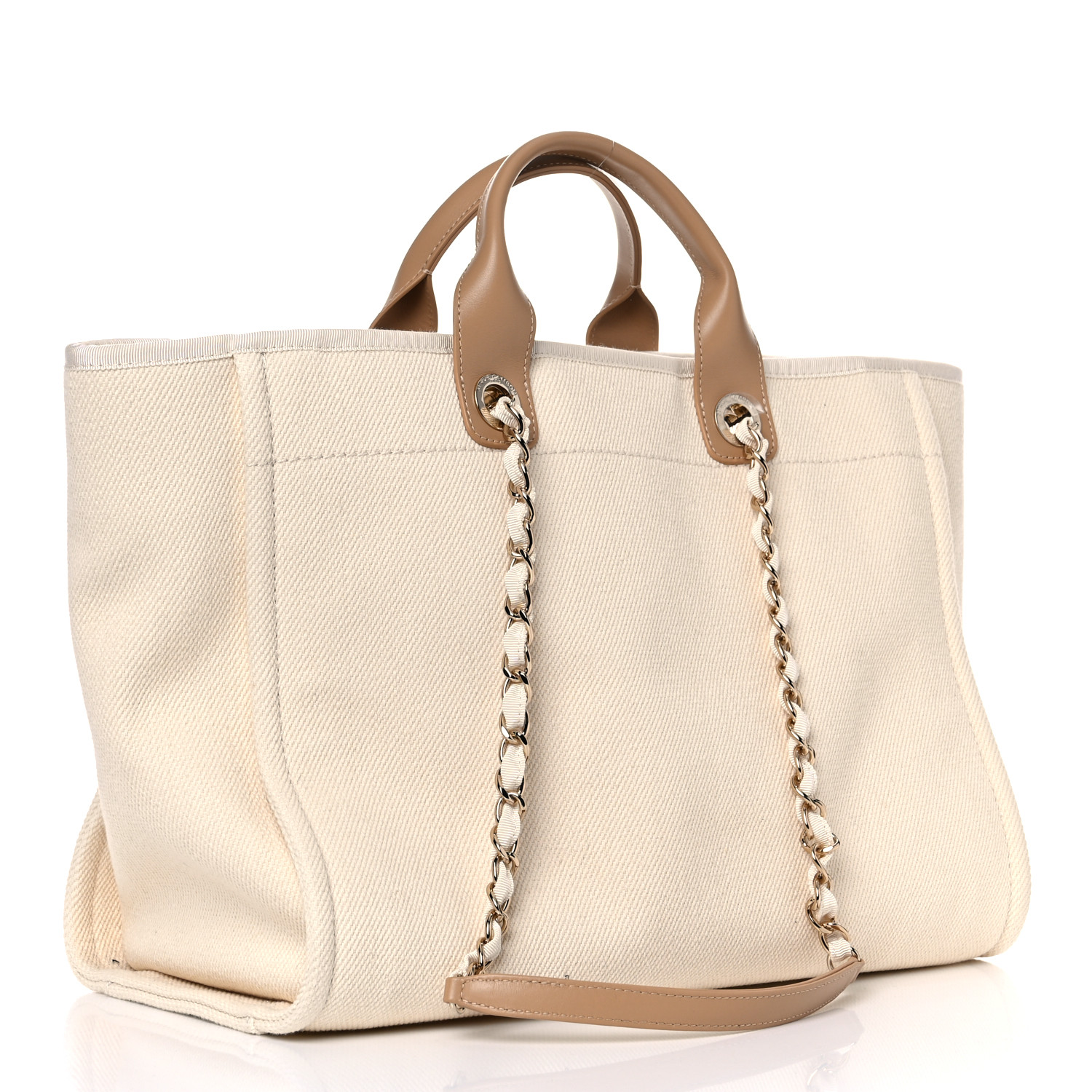 Canvas Pearl Large Deauville Tote Ecru Beige