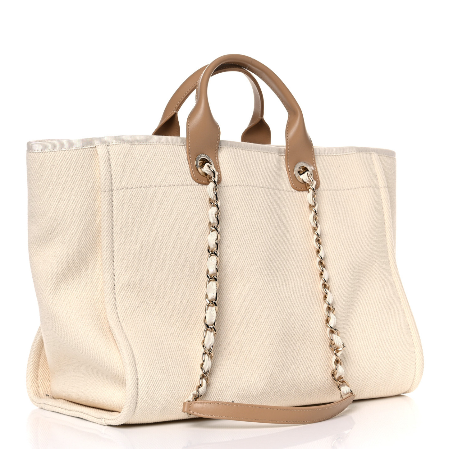 Canvas Pearl Large Deauville Tote Ecru Beige