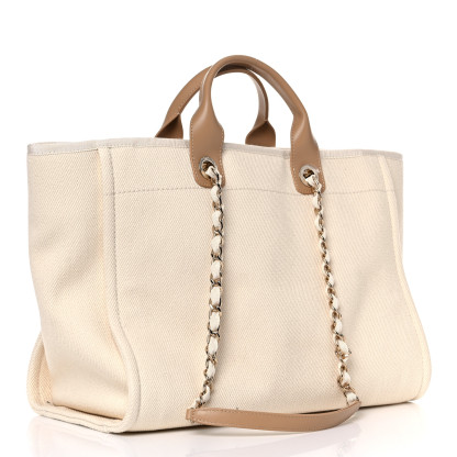 Canvas Pearl Large Deauville Tote Ecru Beige
