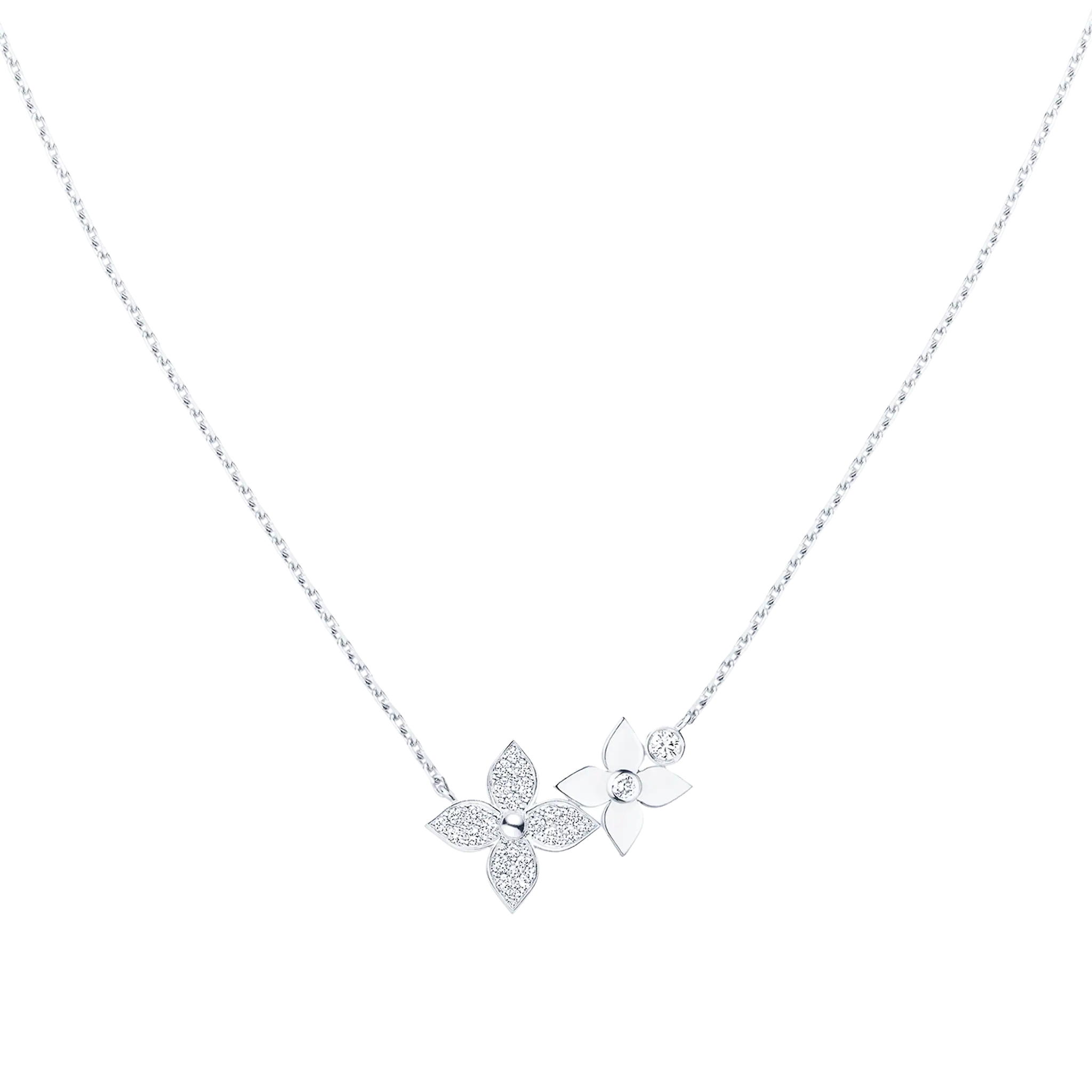 Star Blossom Necklace, White Gold, Diamonds