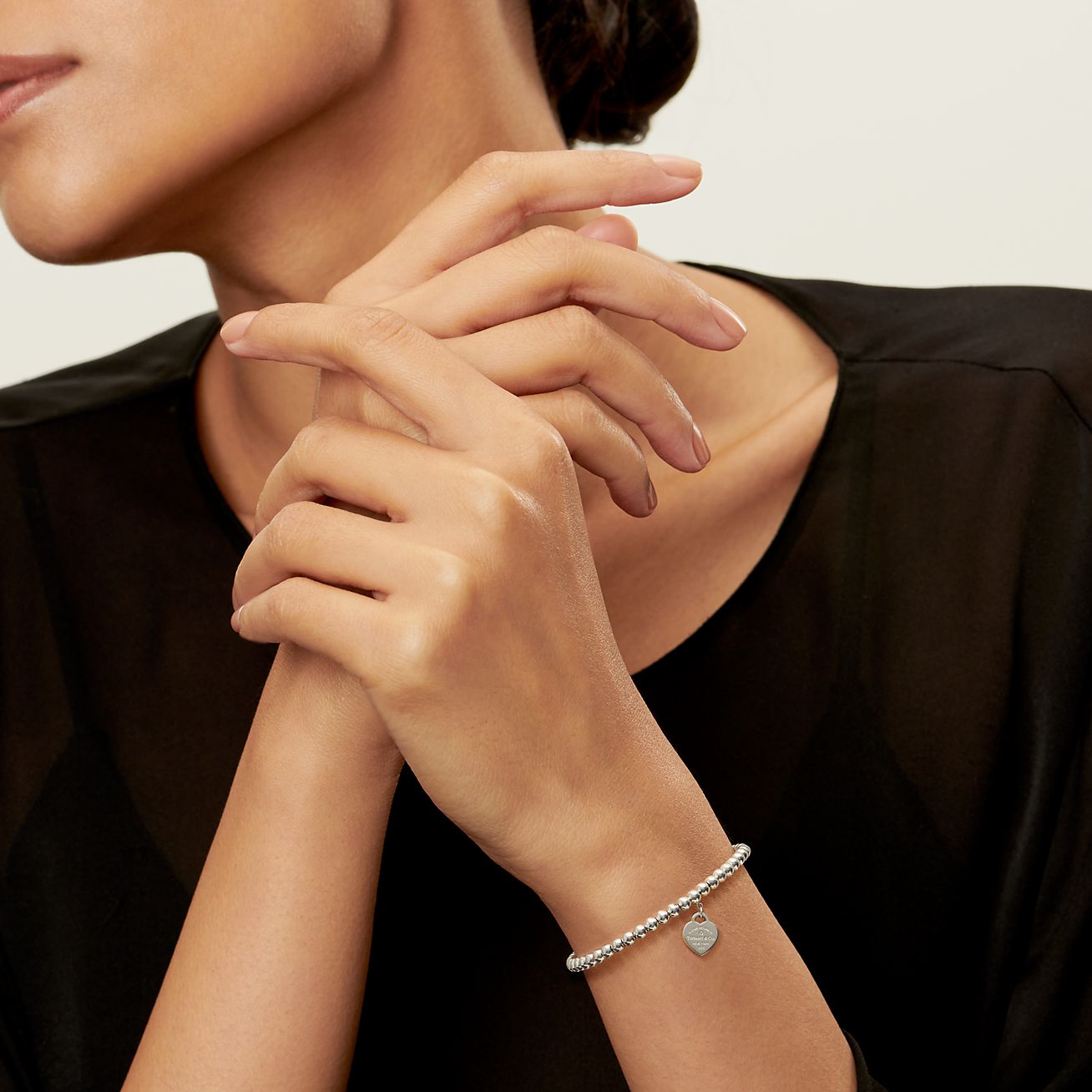 Return to 庐 Bead Bracelet in Silver,  Blue庐 with a Diamond, 4 mm