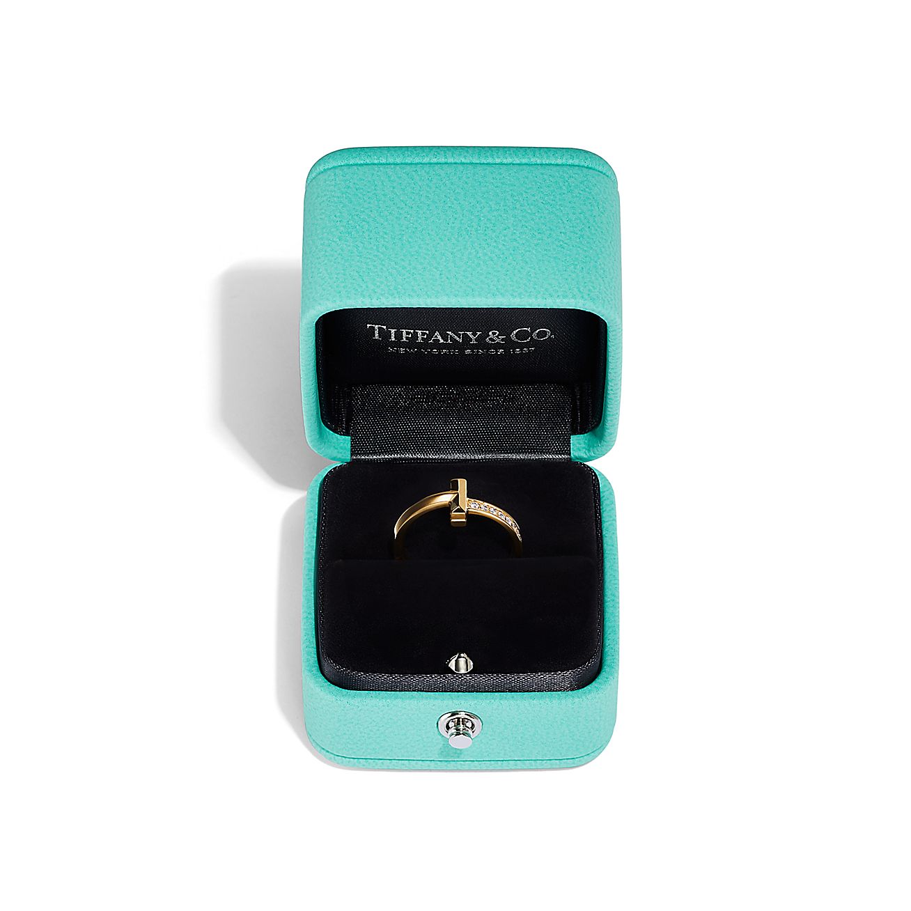 T T1 Ring in Yellow Gold with Diamonds, 2.5 mm Wide