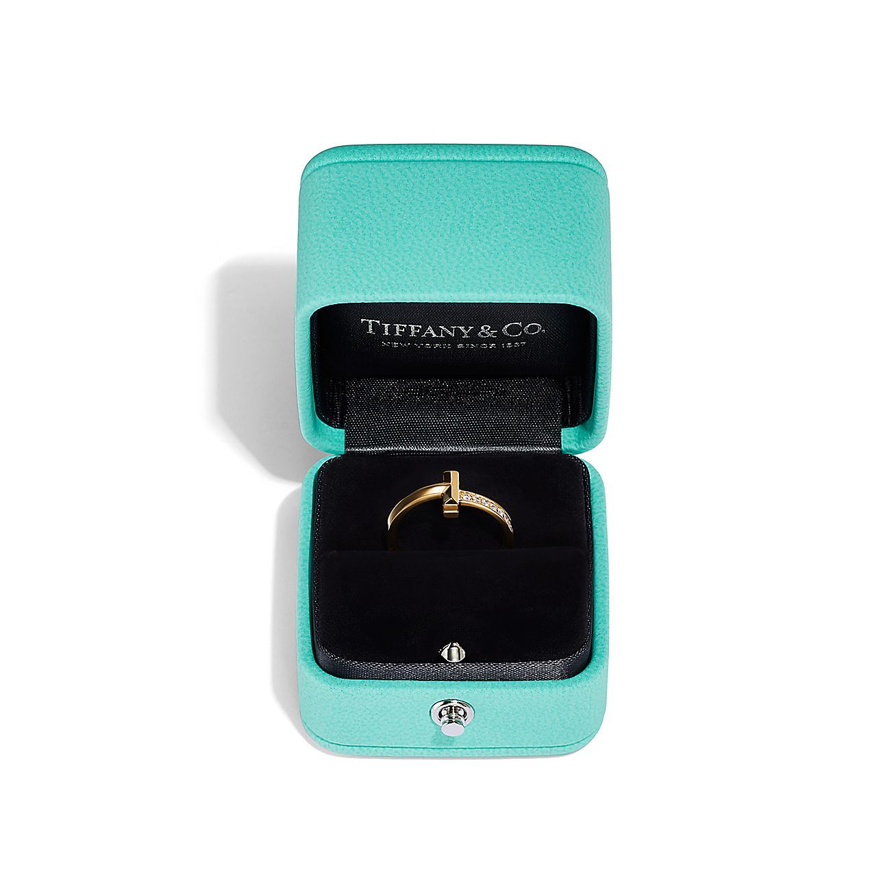 T T1 Ring in Yellow Gold with Diamonds, 2.5 mm Wide