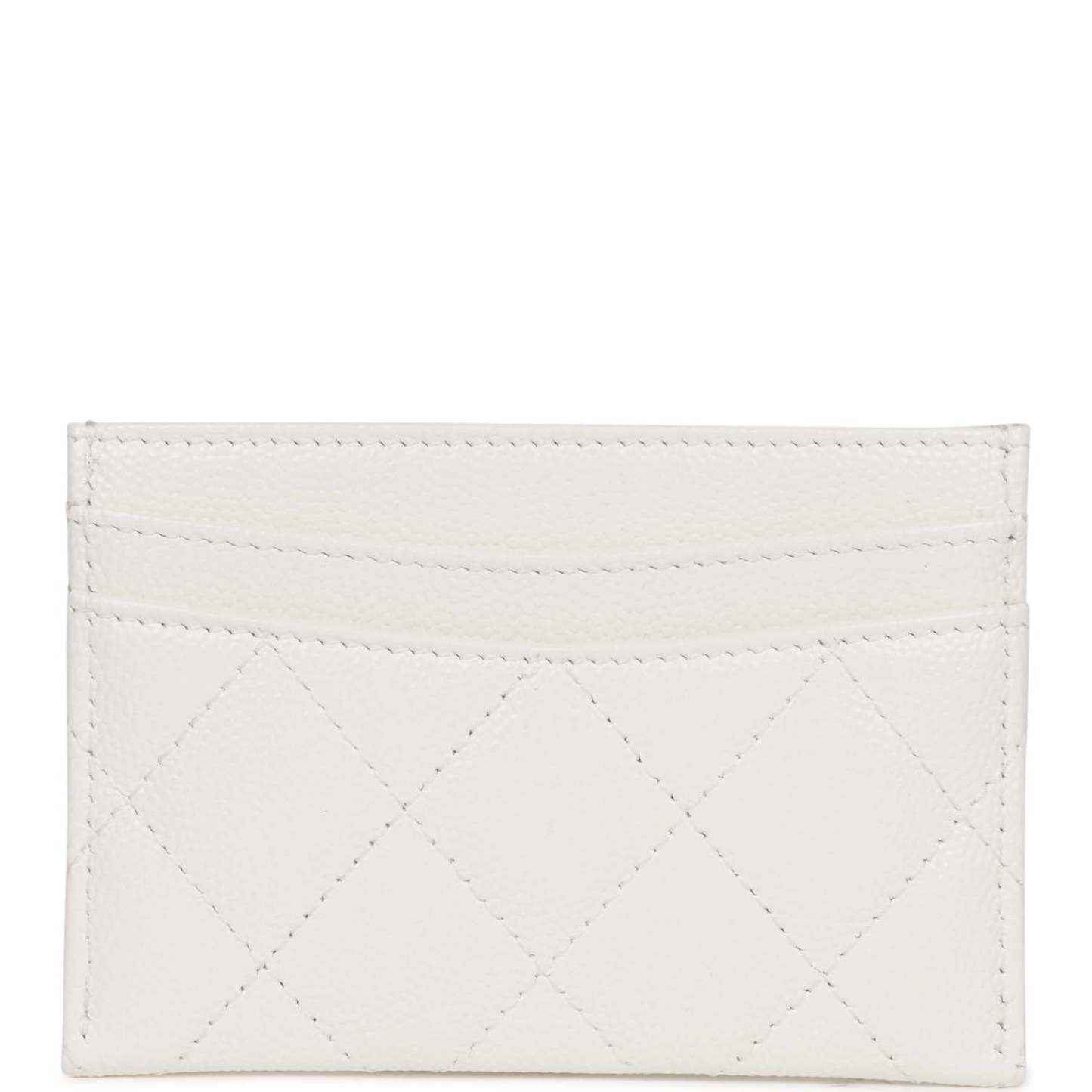 Card Holder Wallet White Caviar Light Gold Hardware
