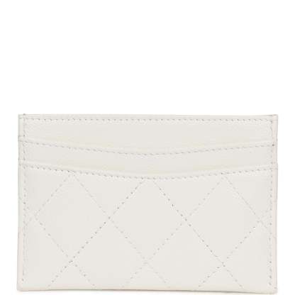 Card Holder Wallet White Caviar Light Gold Hardware