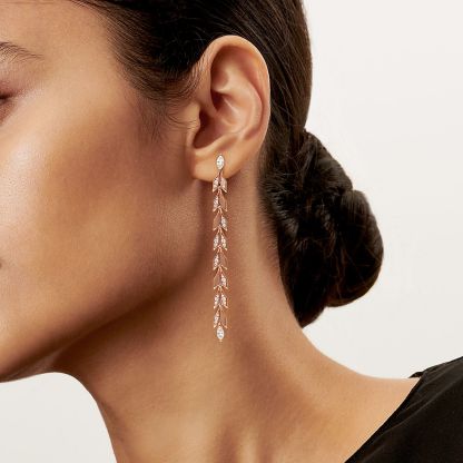Victoria庐 Vine Drop Earrings in Rose Gold with Diamonds