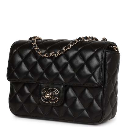 Candy Heart Mini Flap Bag Black Lambskin Enamel and Light Gold Hardware