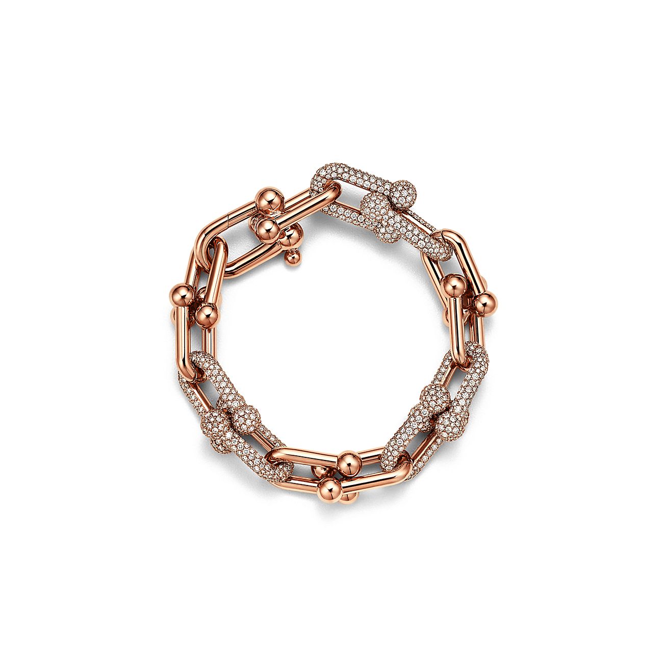 HardWear Link Bracelet in Rose Gold with Pave Diamonds