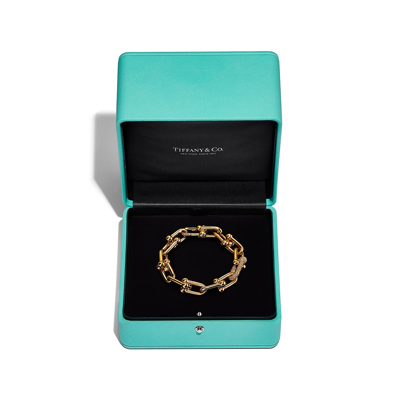 HardWear Large Link Bracelet in Yellow Gold with Diamonds