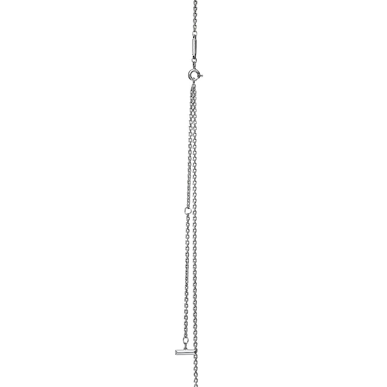 T T1 Circle Pendant in 18k White Gold with Diamonds, Large