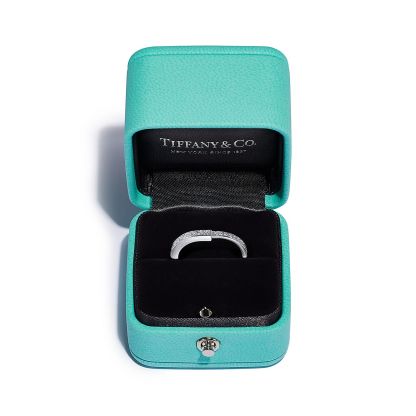 Lock Ring in White Gold with Pave Diamonds