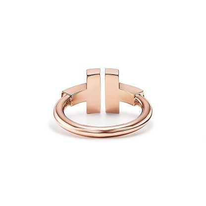 T Wire Ring in Rose Gold with Diamonds and Mother-of-pearl
