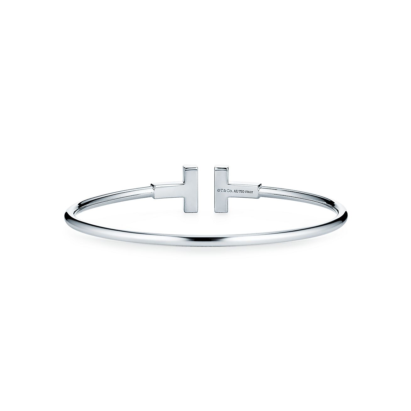 T Diamond Wire Bracelet in 18k White Gold