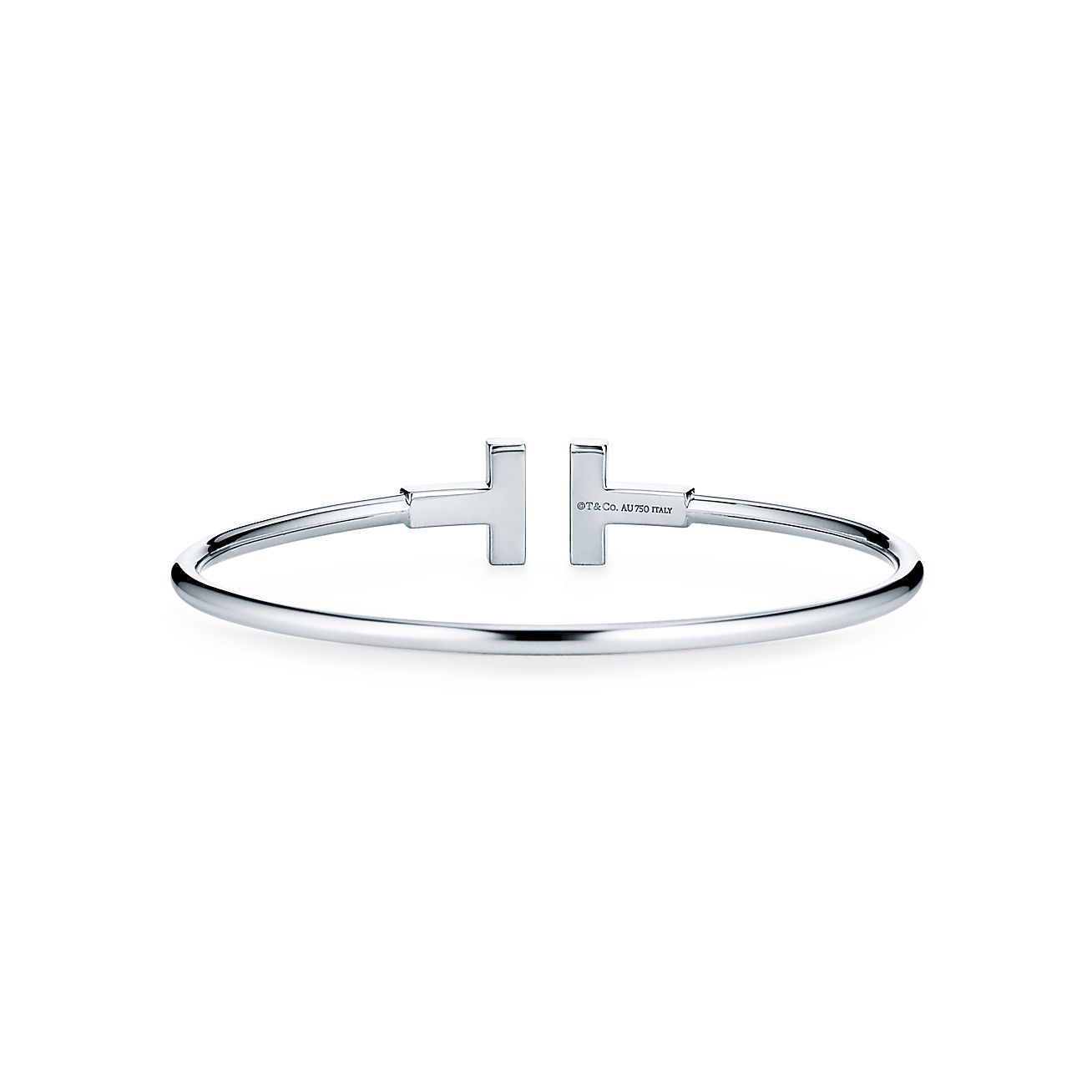 T Diamond Wire Bracelet in 18k White Gold
