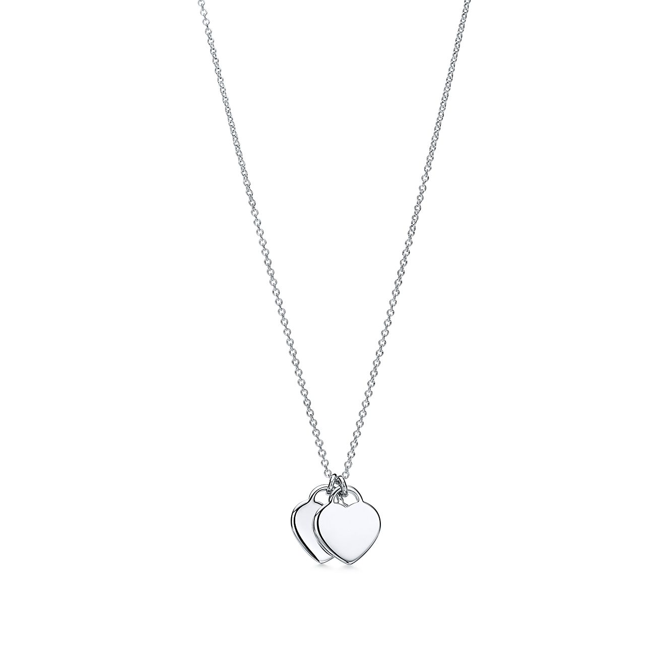 Return to 庐 Pink Double Heart Tag Pendant in Silver, Mini