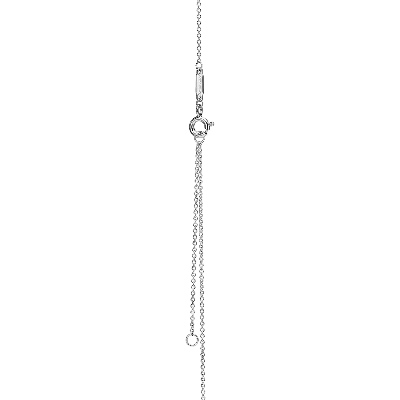 Return to 庐 Blue Double Heart Tag Pendant in Silver with a Diamond, Small