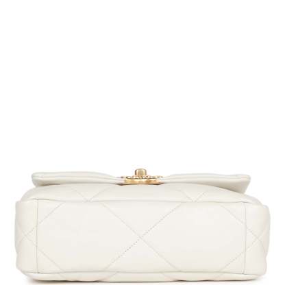 Medium 19 Flap Bag White Calfskin Mixed Hardware