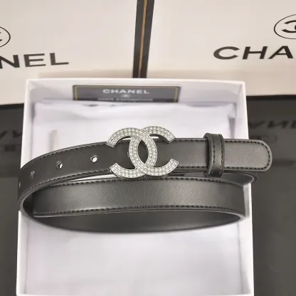 4 Colors fashion double C half rhinestone belt