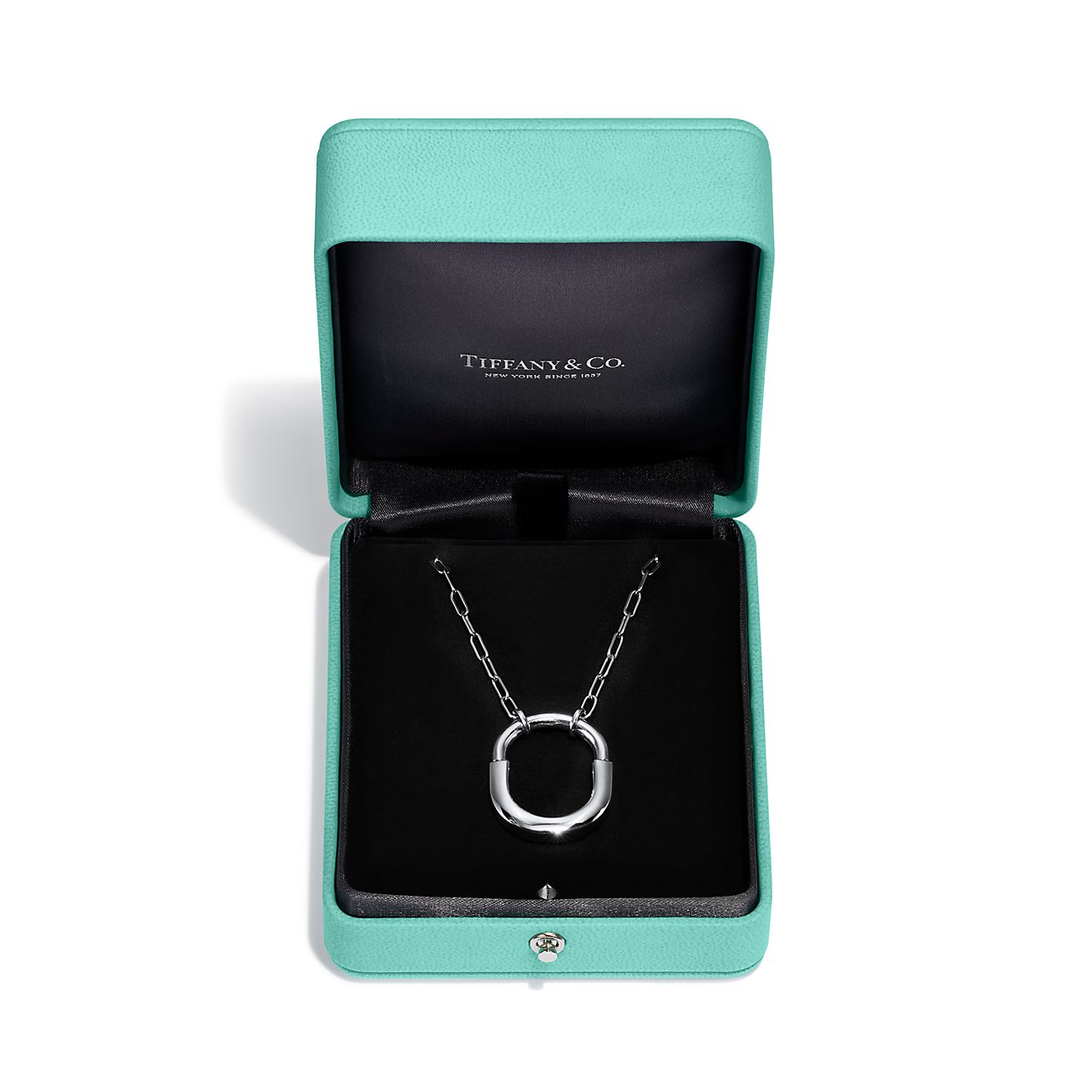 Lock Pendant in White Gold, Medium