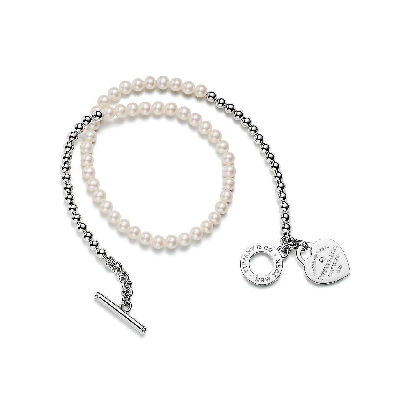 Return to 庐 Wrap Bead Bracelet in Silver with Pearls and a Diamond, Small