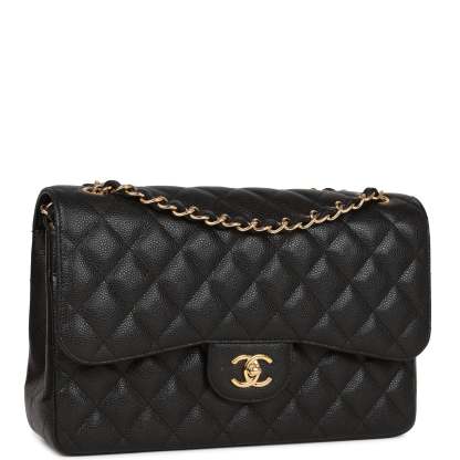 Jumbo Classic Double Flap Bag Black Caviar Gold Hardware