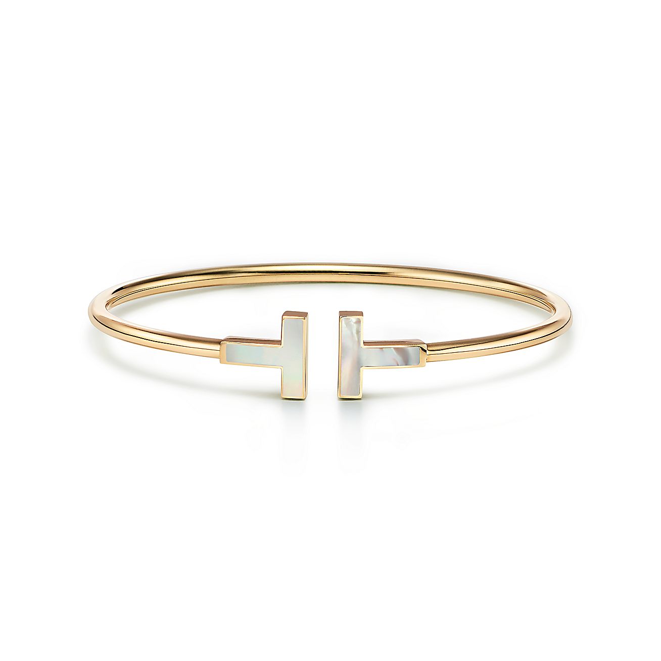 T Wire Bracelet in Yellow Gold with Mother-of-pearl