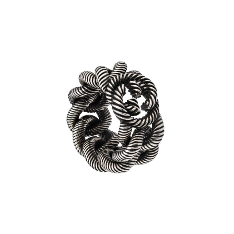 SILVER RING WITH INTERLOCKING G