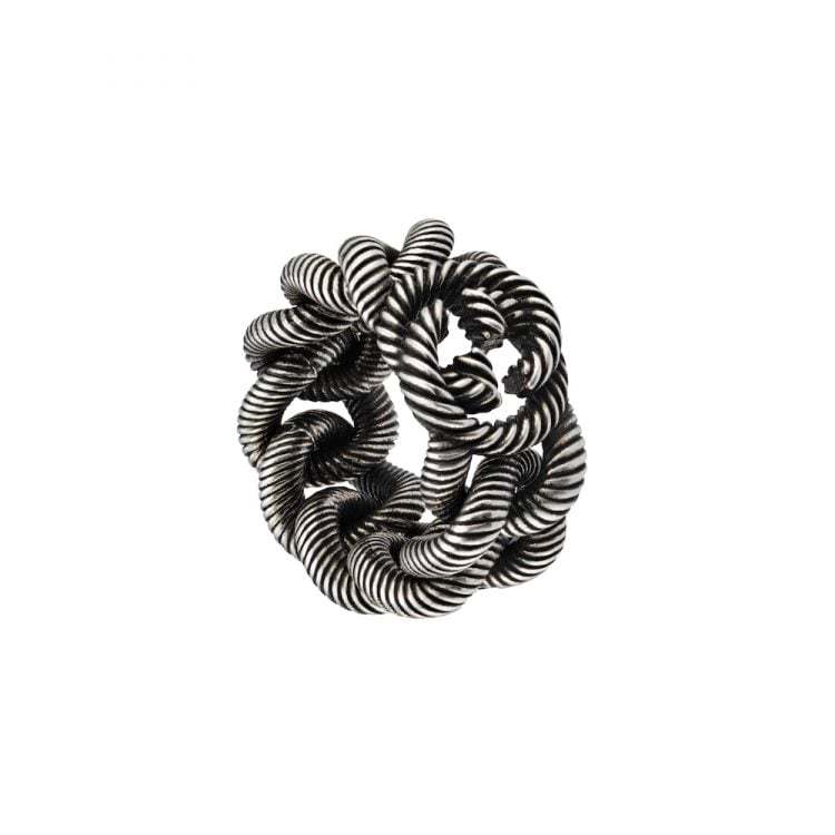 SILVER RING WITH INTERLOCKING G