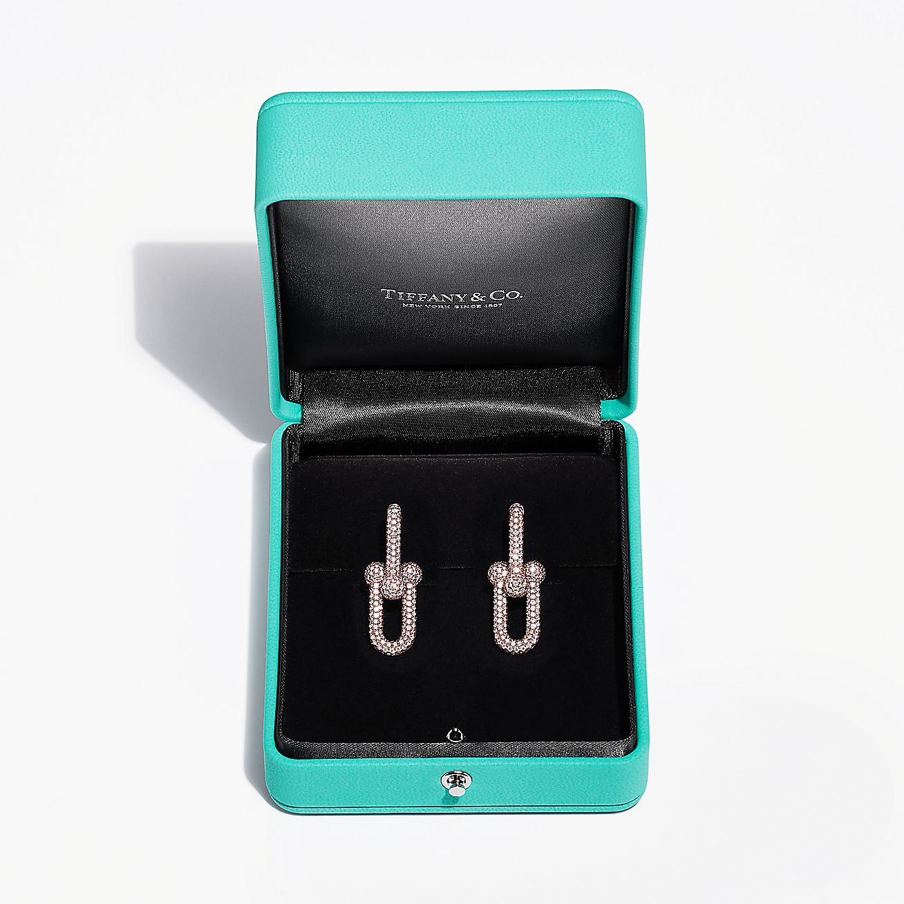 HardWear Link Earrings in Rose Gold with Pave Diamonds