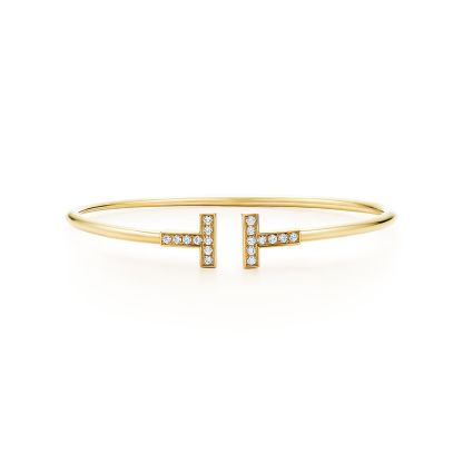 T Diamond Wire Bracelet in 18k Gold