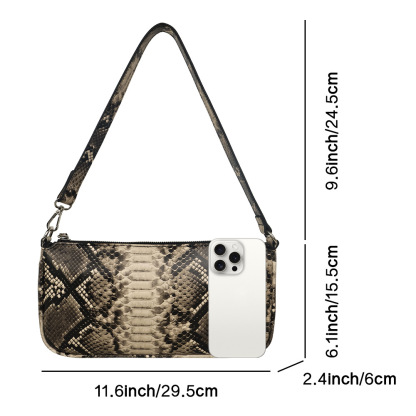 Soft leather snake print shoulder underarm bag