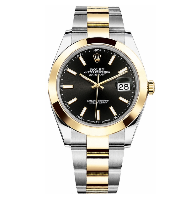 Datejust 41 Black Dial Gold & Steel Men's Watch 126303-0013