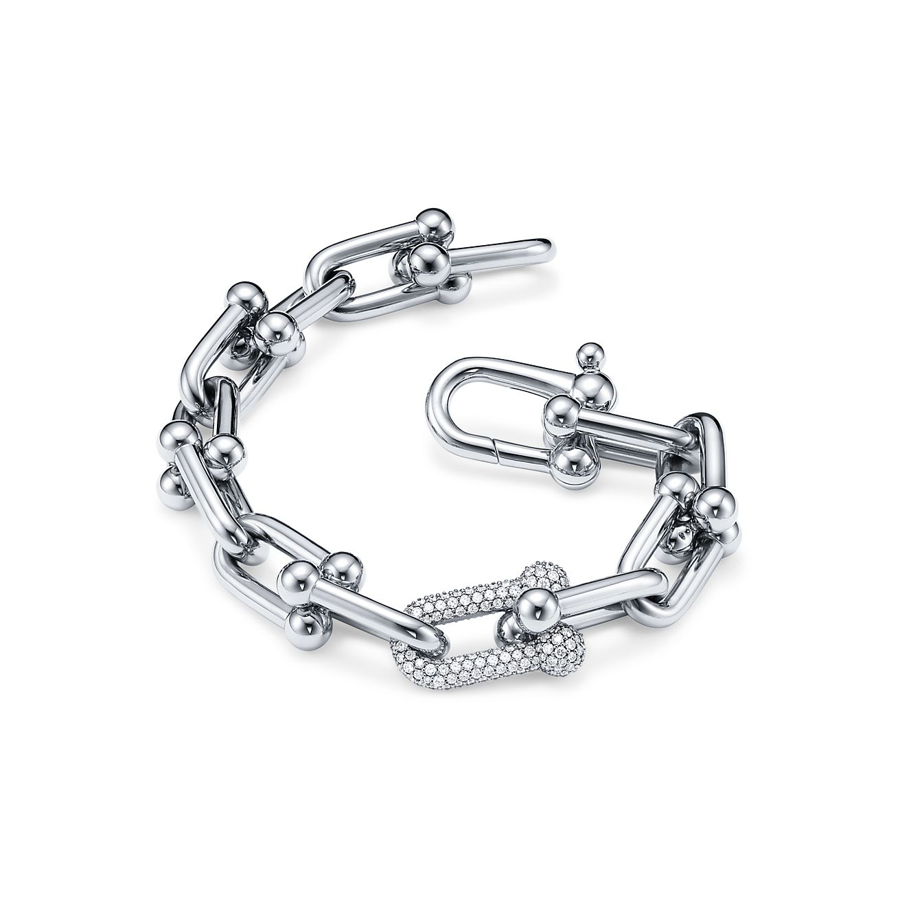 HardWear Large Link Bracelet in White Gold with Diamonds