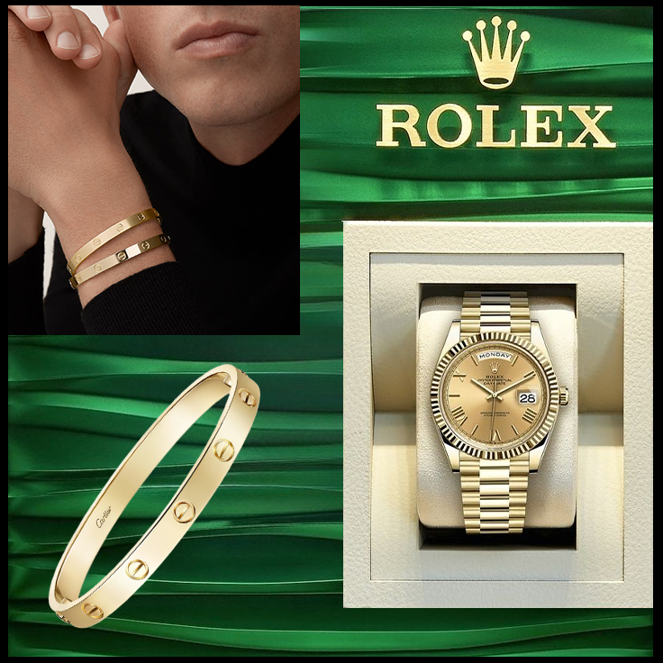 LOVE BRACELET, CLASSIC MODEL & DAY-DATE 40 OYSTER, 40 MM, YELLOW GOLD REFERENCE 228238