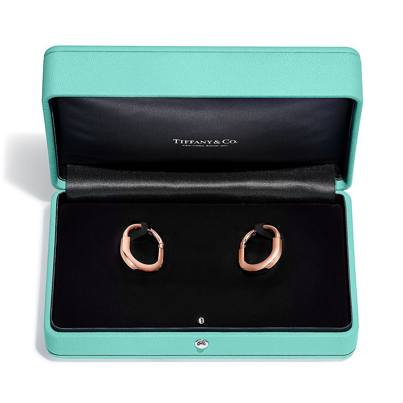 Lock Earrings in Rose Gold with Diamonds, Medium