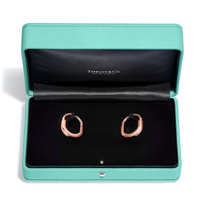 Lock Earrings in Rose Gold with Diamonds, Medium