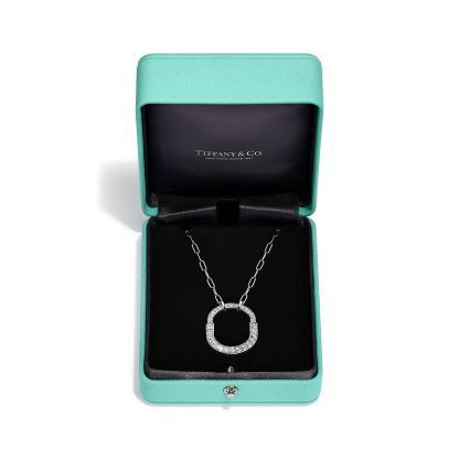 Lock Pendant in White Gold with Pave Diamonds, Medium