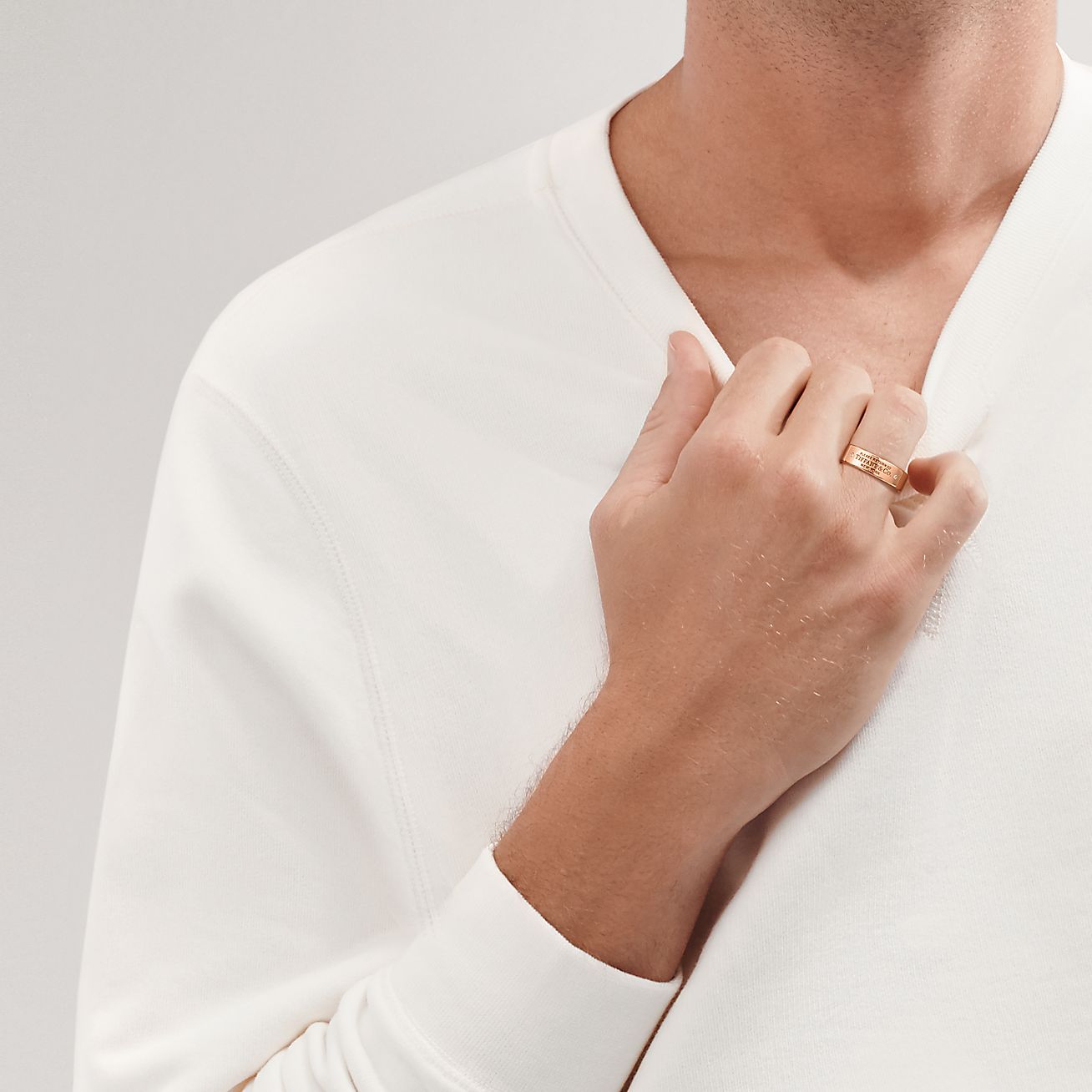 Return to 庐 Narrow Ring in 18k Rose Gold with Diamonds