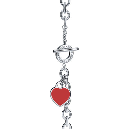 Return to 庐 Heart Tag Toggle Red Necklace in Silver