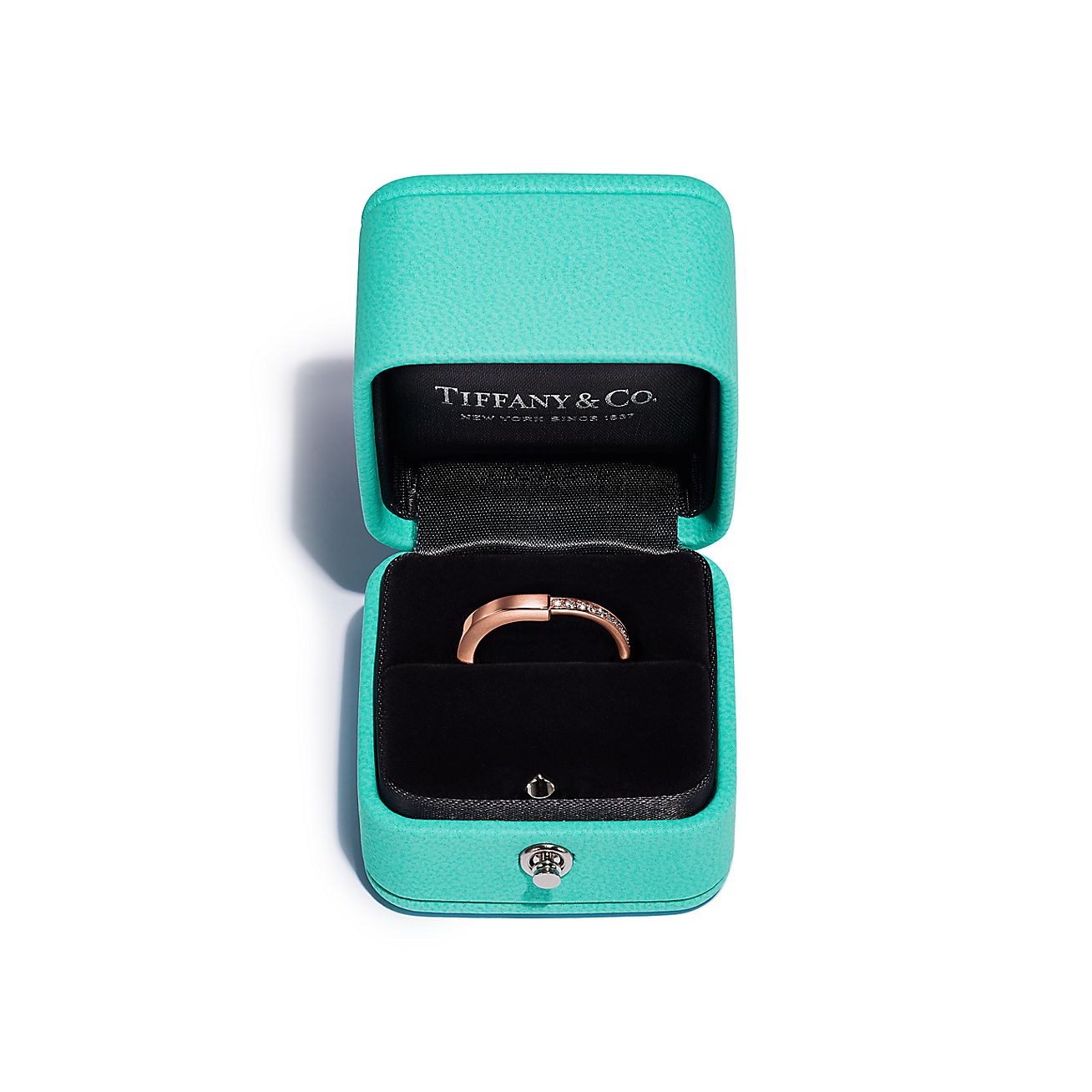 Lock Ring in Rose Gold with Diamonds