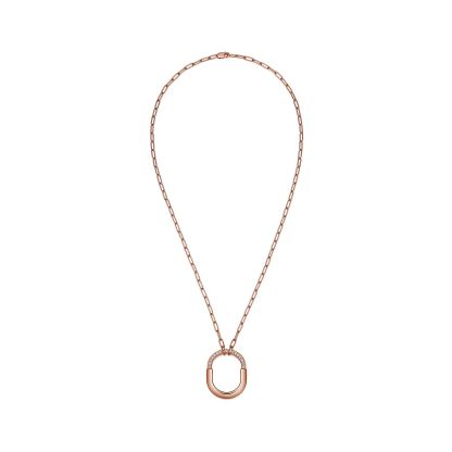 Lock Pendant in Rose Gold with Diamonds, Medium
