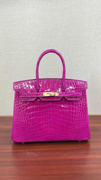 Birkin 30 Bag Graphite Niloticus Crocodile with Gold Hardware