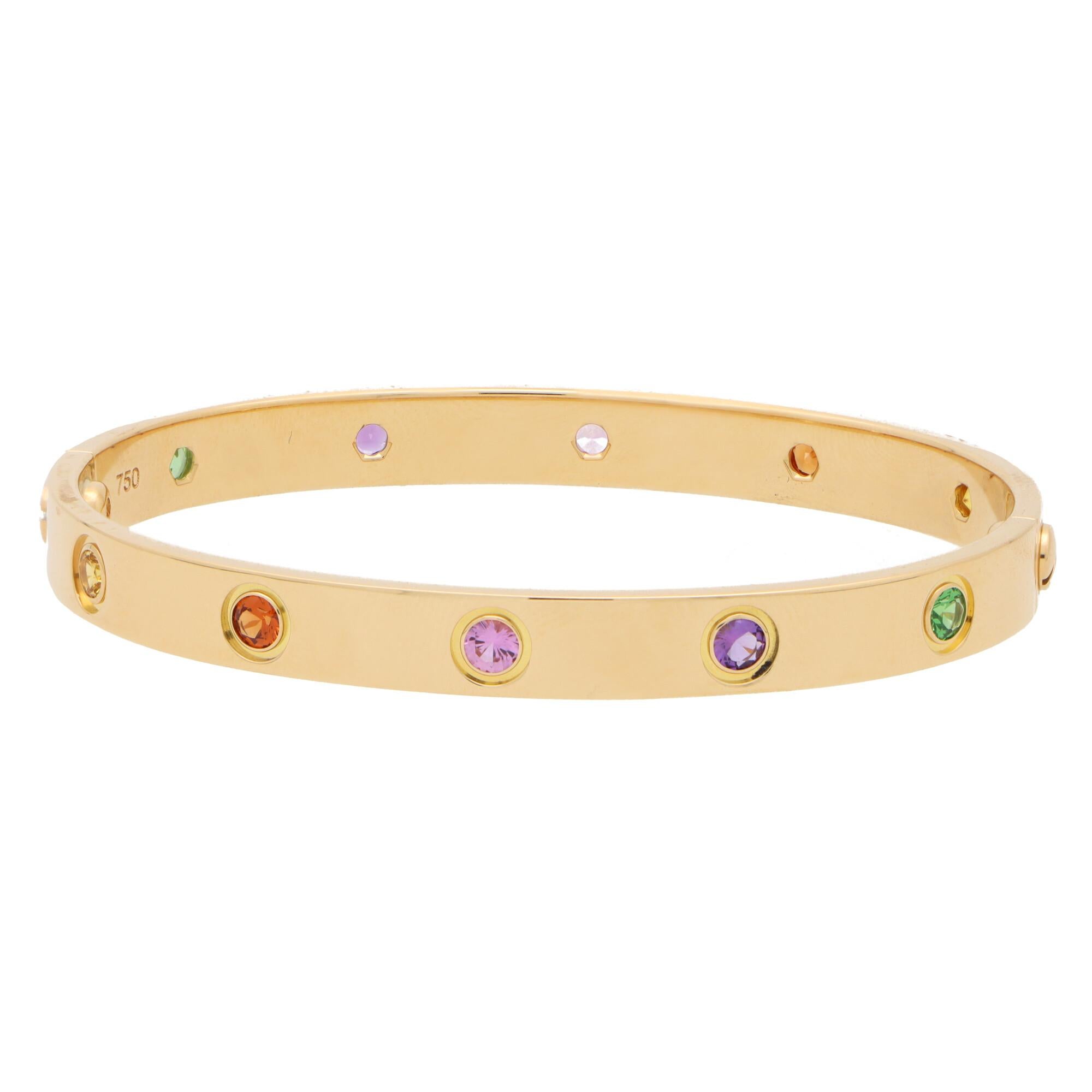 Vintage Carthttier Multi Gem Love Bracelet in 18k Yellow Gold