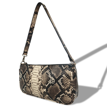 Soft leather snake print shoulder underarm bag