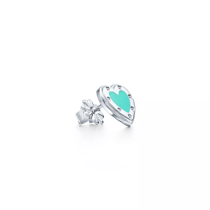 Return to 庐 Love  Blue庐 Heart Earrings in Silver, Mini